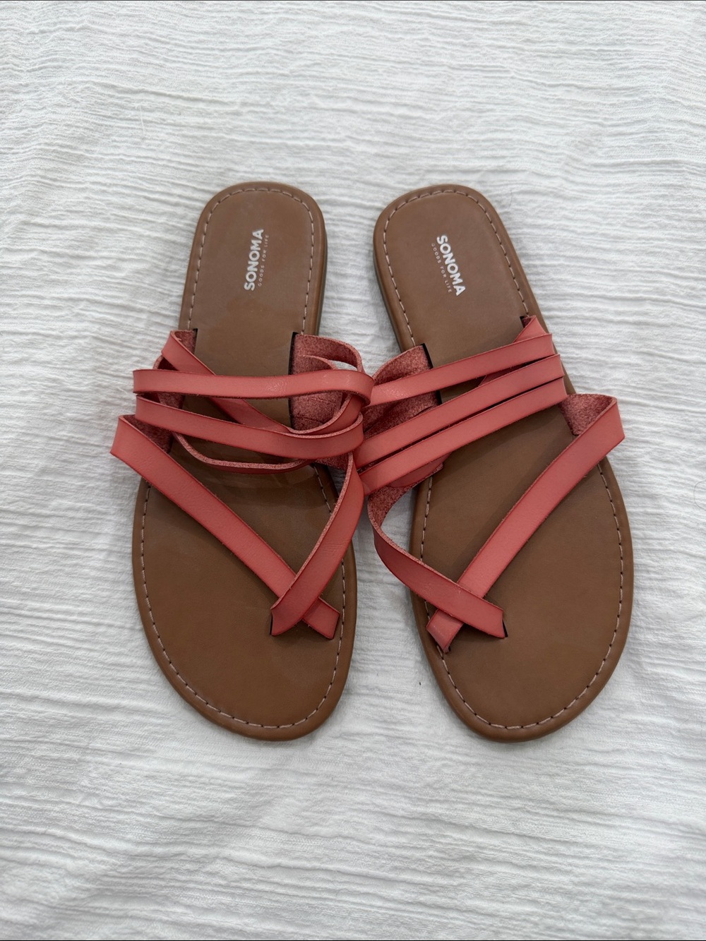 Sonoma Women’s Coral-Pink Strappy Slide Sandals